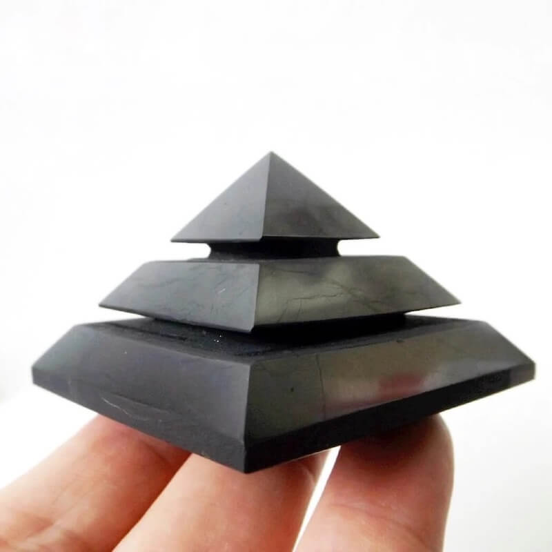 Large Shungite Energy Pyramid from Russia. Shungite Sakkara Polished Pyramid 10cm, Chakra Healing Stone, Block EMF's WIFI Radiation 5G. Metaphysical Properties of Shungite is an extremely earthy stone that is wonderful for easing geopathic stresses such as harmful electromagnetic pollution, smog, and frequencies.