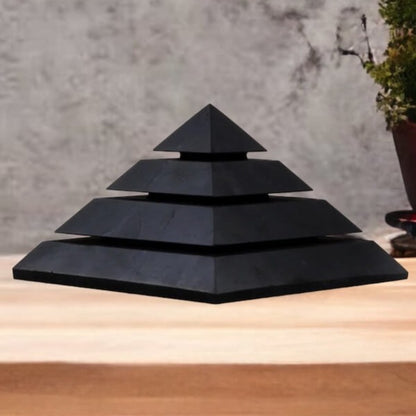 Large Shungite Energy Pyramid from Russia. Shungite Sakkara Polished Pyramid 10cm, Chakra Healing Stone, Block EMF's WIFI Radiation 5G. Metaphysical Properties of Shungite is an extremely earthy stone that is wonderful for easing geopathic stresses such as harmful electromagnetic pollution, smog, and frequencies.