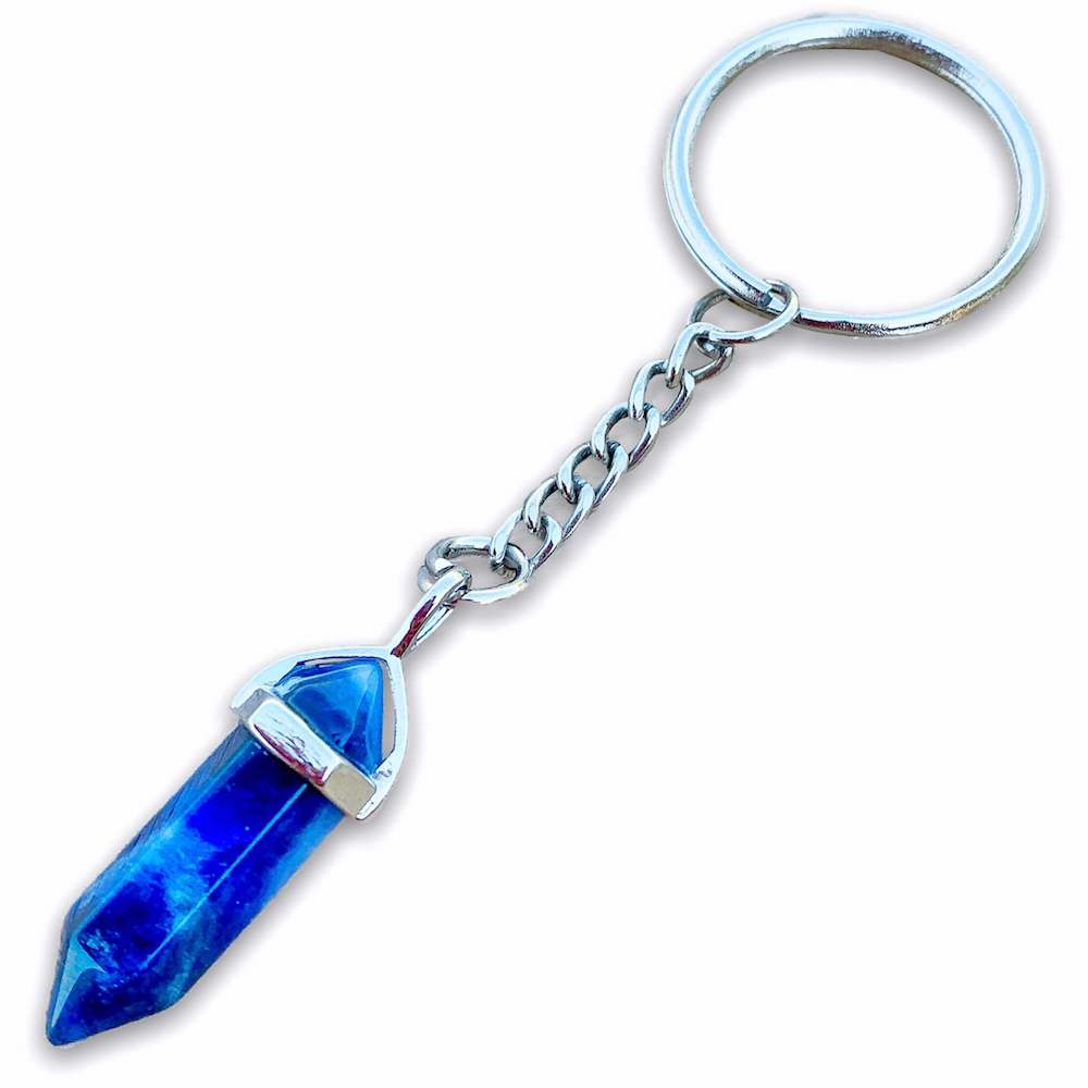 Blue Sodalite KEYCHAIN. Shop at Magic Crystals for Crystal Keychain, Pet Collar Charm, Bag Accessory, natural stone, crystal on the go, keychain charm, gift for her and him. Sodalite is great for SPIRITUALITY. FREE SHIPPING available. Sodalite Crystal Key Chain, Crystal Keyring, Sodalite Crystal Key Holder.