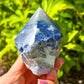 Sodalite-Power-Point. Looking for a Polished Point - Stone Points - Crystal Points - Power Point - Crystal Point Large - Crystal Point Tower - Stone Point? MagicCrystals.com has a wide variety of crystal points to power you grid!. These are used as an Alter Crystal Tower.  Magic Crystals offers free shipping! Crystal Grid Point