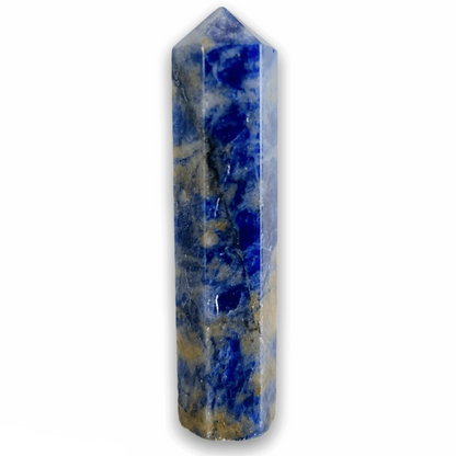 Gemstone Single Point Wand - Sodalite Point. Check out our Jewelry points, Healing Crystals, Bohemian Stones, Pointed Gemstone, Natural Stones, crystal tower, pointed stone, healing pencil stone. Single Terminated Gemstone Mix Crystal Pencil Point Stone, Obelisk Healing Crystals ,Mixed Points, Tower Pencil. Mini Crystal Towers.