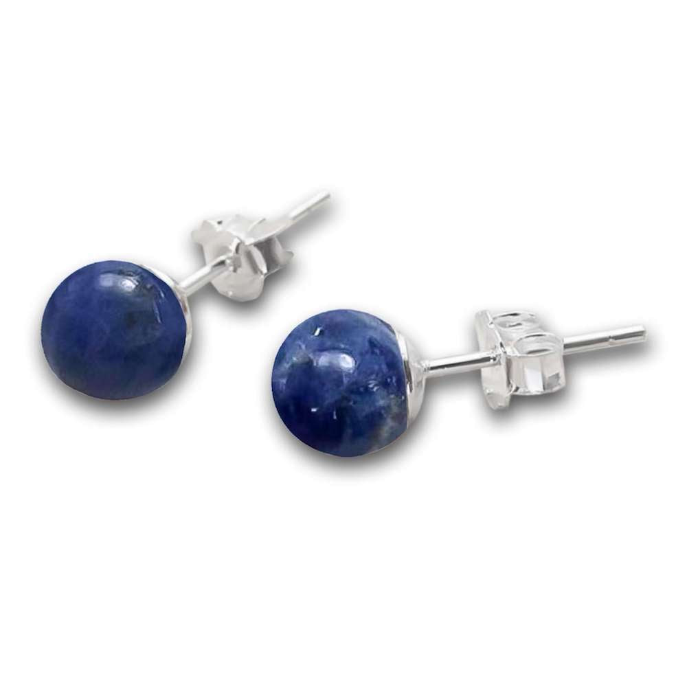 Sodalite-Eye--Stud-Beaded-Earrings-Magic-Crystals-Stud-Earrings-8mm . Minimaliat atud earrings for women