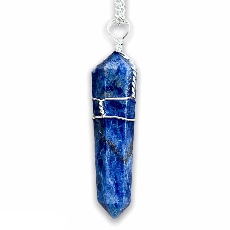 Sodalite Stone Double Point Pendant Necklace - Stone Necklace - Magic Crystals