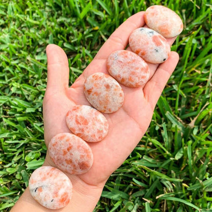 Sunstone-Palm-Stone. Natural Gemstone Palm Stone.Looking for Natural Gemstone Palm Stone - Worry Meditation Stones? Shop at magiccrystals.com . Magic Crystals carries Palmstones - Meditation Stones with FREE SHIPPING AVAILABLE. Empathetic, supporting and glowing with soft, pretty color, this Jade palm stone is a wonderful crystal gift for someone you love.