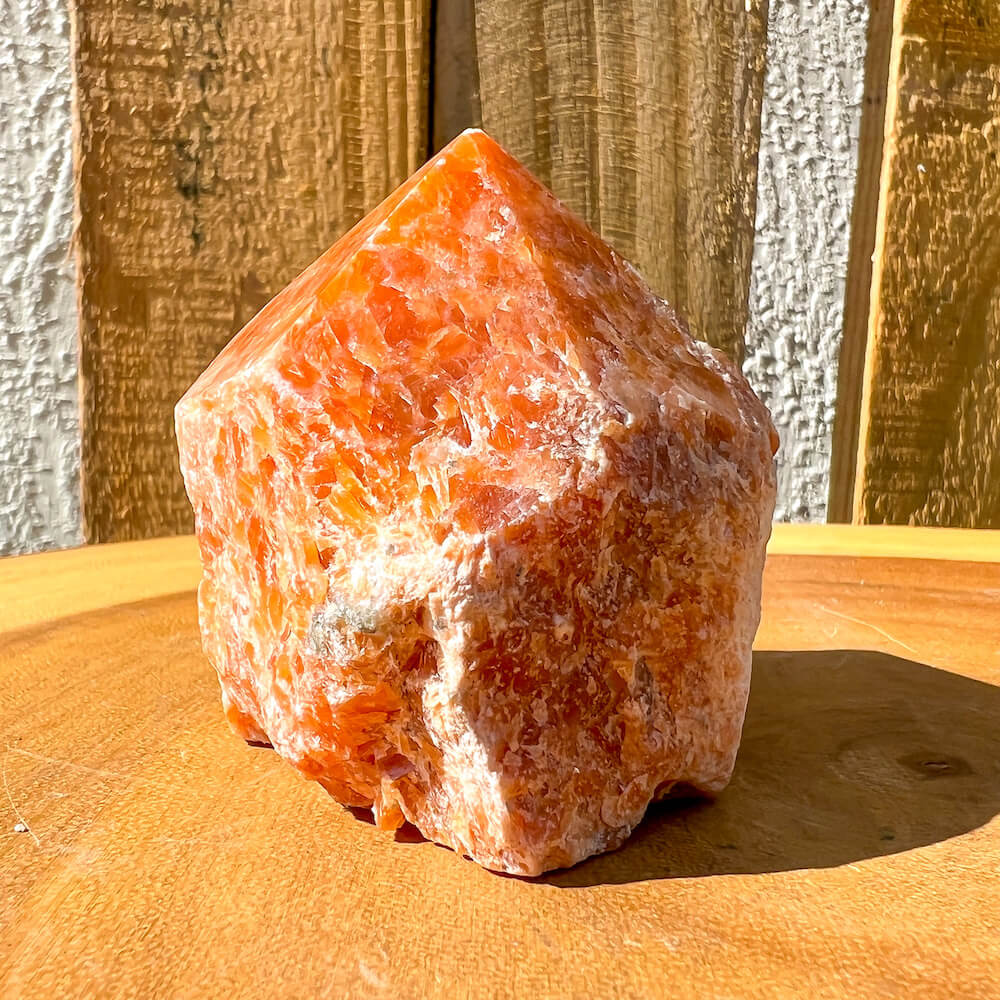 Sunstone-Power-Point. Looking for a Polished Point - Stone Points - Crystal Points - Power Point - Crystal Point Large - Crystal Point Tower - Stone Point? MagicCrystals.com has a wide variety of crystal points to power you grid!. These are used as an Alter Crystal Tower.  Magic Crystals offers free shipping! Crystal Grid Point