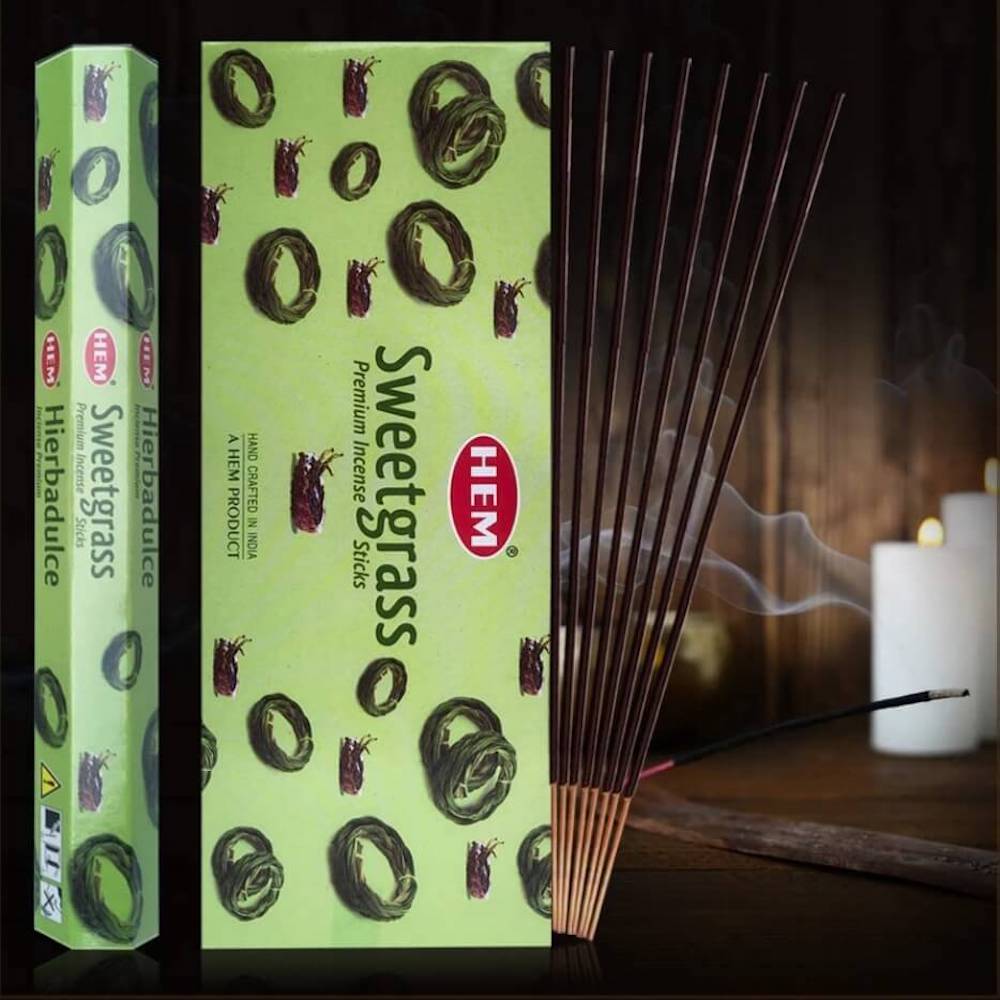 Shop for HEM Sweetgrass Incense Sticks Natural Essence| Hierbadulce Incienso at Magic Crystals. Quality incense from HEM, one of the leading incense makers in India. Box containing six 20 stick tubes of incense, for 120 sticks total. HEM is world famous for its traditional incense made from select woods, resin.