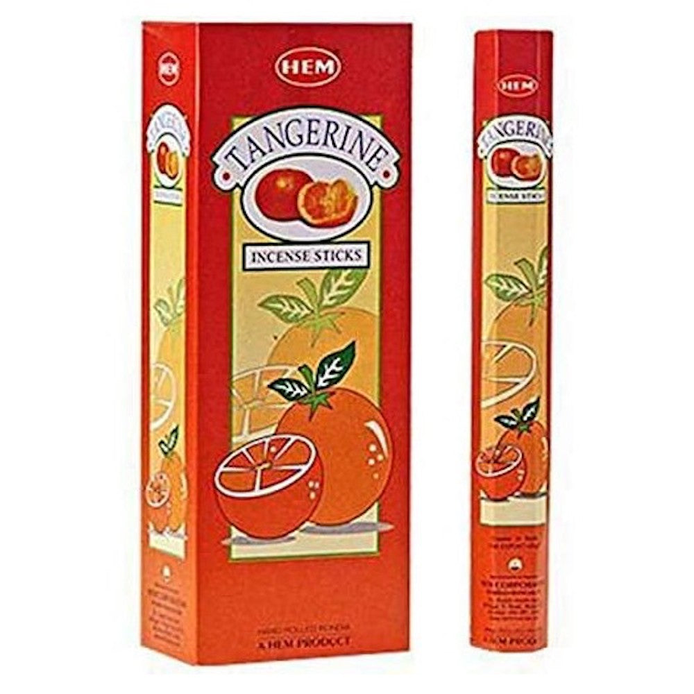 HEM Tangerine Incense Sticks Natural Scent - Incienso de Mandarina at Magic Crystals. HEM is world famous for its traditional incense made from select woods, resins, florals and fine essential oils all blended skillfully with expert care and love. FREE SHIPPING available.
