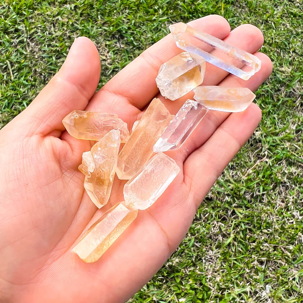 Looking for Tangerine Lemurian Quartz? Magic Crystals carries Tangerine Quartz Crystal  for High Vibration and Reiki Healing. Sacred Natural Tangerine Lemurian Seed Quartz mined from Brazil. tangerine quartz can be used to bring vitality & balance to the Sacral Chakra. Cleansed, and purified with high vibration energy.