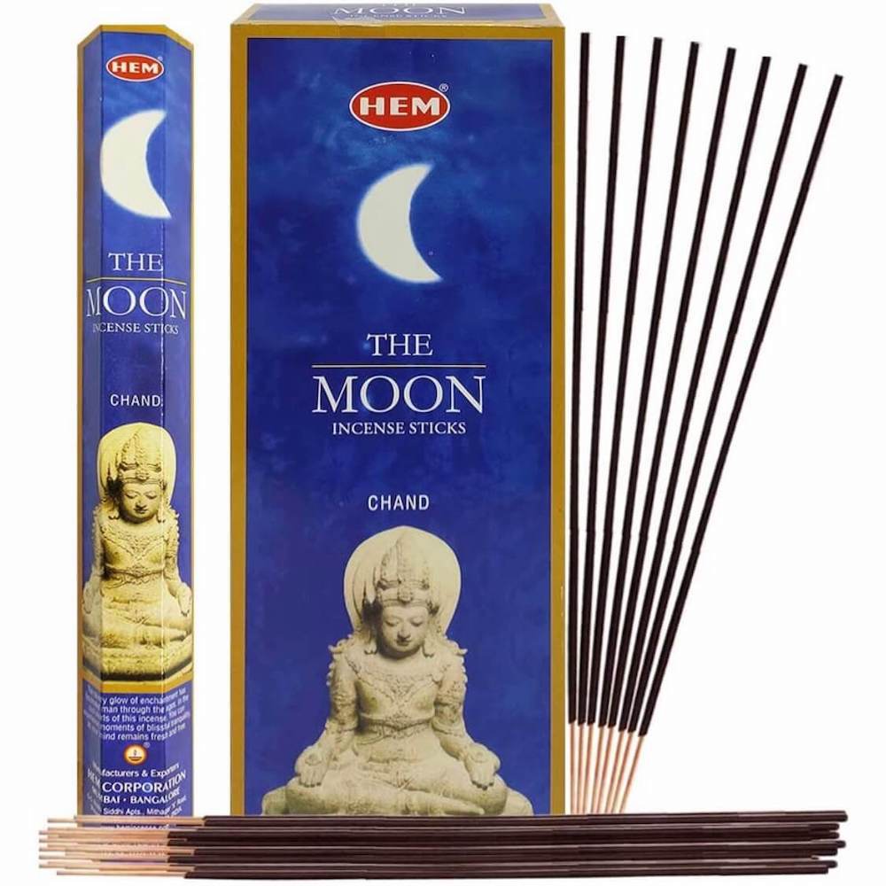 Shop for The Moon - La Luna Sticks 120 Sticks Box - Hem Incense at Magic Crystals. Free Shipping Available. 6 tubes of 20 sticks, 120 sticks total. Quality Incense. Hem is known throughout the world for producing traditional incenses made from quality woods, flowers, resins, and essential oils. 