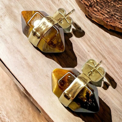 Natural Double Terminated Stud Gemstone Earrings