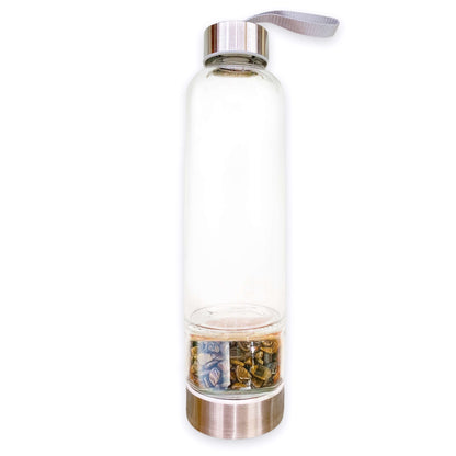    Tiger-Eye-Gemstone. Looking for Authentic Tumbled Crystal Water Bottle | Glass and Stainless Steel Water Bottle? Shop at Magic Crystals for Crystal Bottle, Stone Infused, Elixir, Stainless Steel and Environmentally Friendly bottle. 400 - 500 ml Tumbled Gemstone Unique Mineral Collection Gift. Gem Elixir Water Bottle.