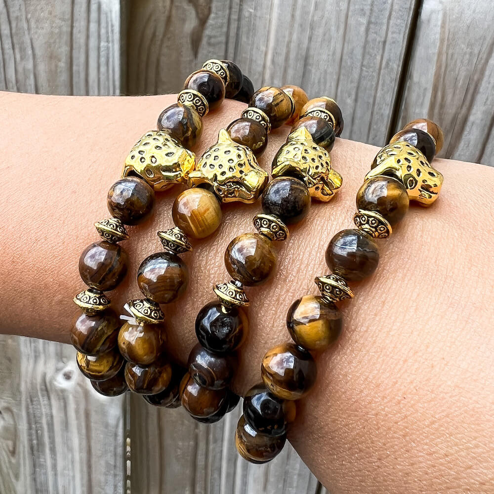 Looking for tiger eye bead bracelets? Shop at Magic Crystals for leopard head beaded bracelets. Yellow Tiger Eye Golden Leopard Bracelet with FREE SHIPPING available. natural Tiger Eye gemstone jewelry for men and women.