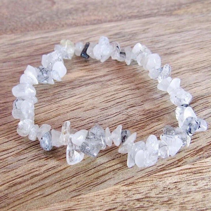 Tourmalinated-Quartz-Bracelet. Check out our Gemstone Raw Bracelet Stone - Crystal Stone Jewelry. This are the very Best and Unique Handmade items from Magic Crystals. Raw Crystal Bracelet, Gemstone bracelet, Minimalist Crystal Jewelry, Trendy Summer Jewelry, Gift for him and her. 