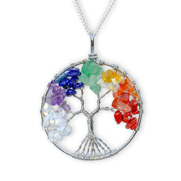 Plano hélice programa Collar con colgante de alambre de joyería de 7 chakras del árbol de la vida  - Cristales mágicos – Magic Crystals
