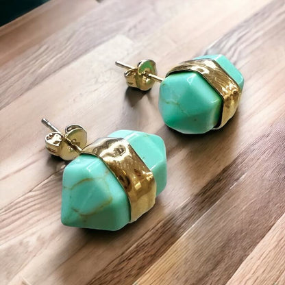 Natural Double Terminated Stud Gemstone Earrings