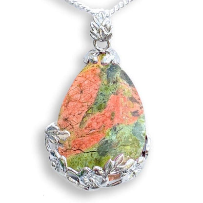 Unakite-Flower-Drop-Necklace. Natural Crystal Drop Flower Necklace, Flower Jewelry. Amazingly versatile, Quartz jewelry to accent any outfit. Check out our CNatural Crystal Necklace,Healing Crystal Necklace selection. Gemstone Necklaces Free Shipping available. Your Online Necklaces Store! Handmade Women Energy Necklace,Crystal Gift Necklace.