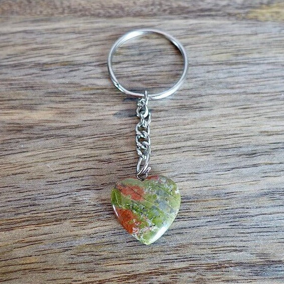 Unakite keychain. Shop at Magic Crystals for Crystal Keychain, Pet Collar Charm, Bag Accessory, natural stone, crystal on the go, keychain charm, gift for her and him. Unakite is a great for vitality. Unakite Natural Stone Keychain, Crystal Keychain, Unakite Crystal Key Holder. Green gemstone.