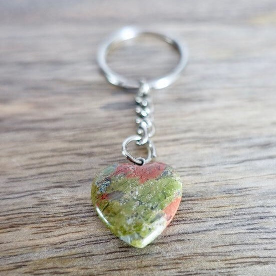 Unakite keychain. Shop at Magic Crystals for Crystal Keychain, Pet Collar Charm, Bag Accessory, natural stone, crystal on the go, keychain charm, gift for her and him. Unakite is a great for vitality. Unakite Natural Stone Keychain, Crystal Keychain, Unakite Crystal Key Holder. Green gemstone.