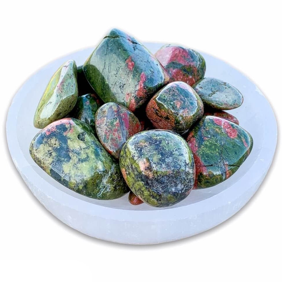 Looking for Unakite Stone, Tumbled Unakite, Unakite Wishing Stone? Shop at Magic Crystals. Shop for Unakite TUMBLED Africa - Tumbled Unakite - Heart Chakra - 4th Chakra - Fourth Chakra. Perfect for Reiki and Energy Healing. Unakite is a stone of vision. Unakite helps to find balance through spirituality.