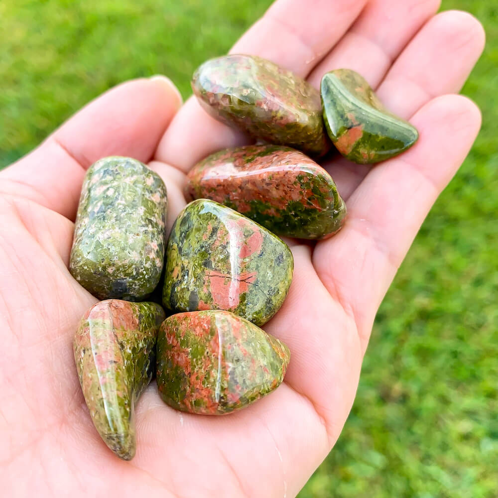 Looking for Unakite Stone, Tumbled Unakite, Unakite Wishing Stone? Shop at Magic Crystals. Shop for Unakite TUMBLED Africa - Tumbled Unakite - Heart Chakra - 4th Chakra - Fourth Chakra. Perfect for Reiki and Energy Healing. Unakite is a stone of vision.  Unakite helps to find balance through spirituality.