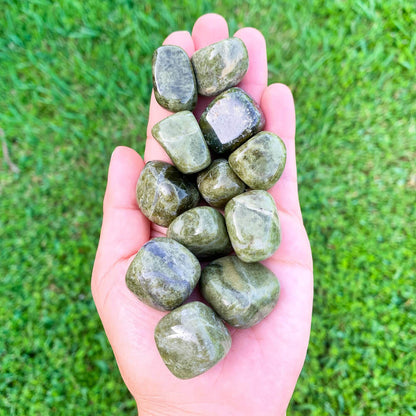 Looking for Vesuvianite Stone, Vesuvianite Idocrase Polished Stone? Shop at Magic Crystals for genuine Vesuvianite polished gemstones, Vesuvianite towers and jewelry. Vesuvianite stones meaning - Heart Chakra - Reiki - Energy Healing. Shop at magiccrystals.com green stones