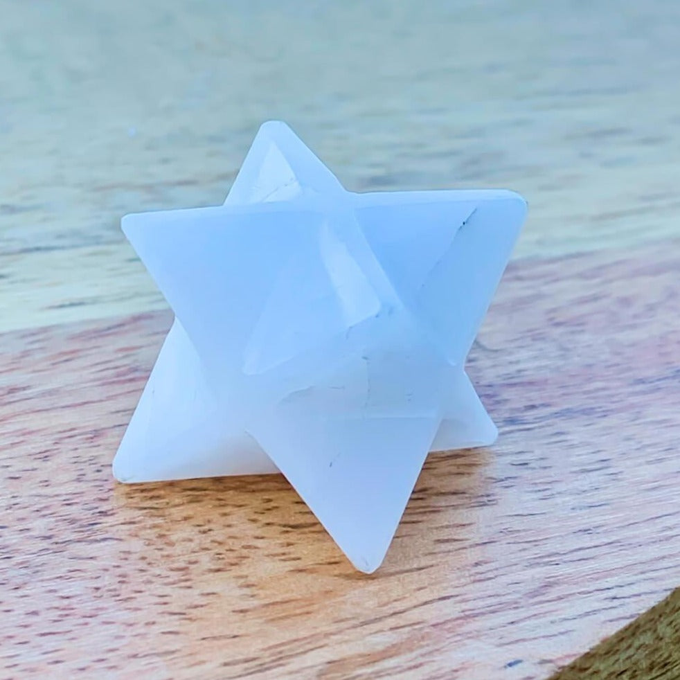 White-Jade Merkaba Crystal Protection Sacred Meditation Energy Generator. Gemstone Merkaba Star - Magic Crystals.