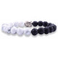 White Turquoise and Black Lava Buddha Bracelet-Bracelets-Magic Crystals