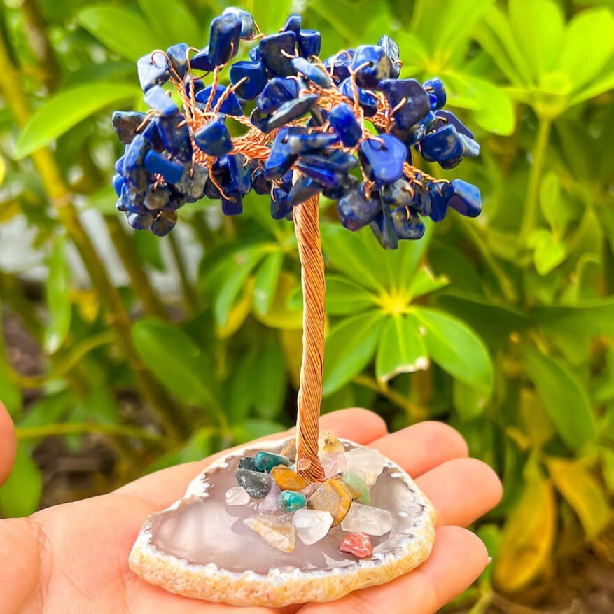 Buy Golden Wire Wrapped Crystal Tree Agate Base - Stone Tree in Magic Crystals. Magic Crystals has a variety of HOME DECOR made of crystals and gemstones. Gemstone tree. Birthstone tree sculpture. Lapis Lazuli, Carnelian, amethyst gift. FREE SHIPPING AVAILABLE. perfect Unique Gift. Gift for Her and Xmas Gift for men