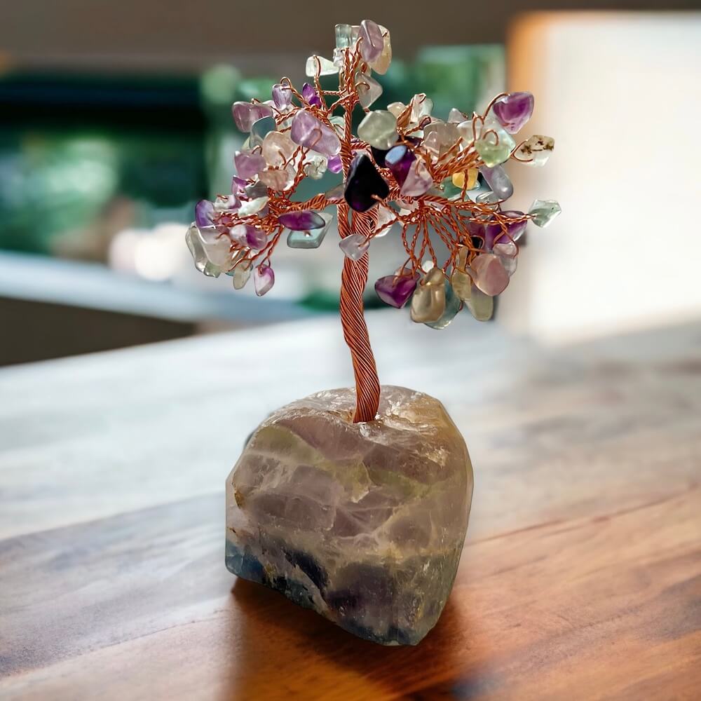 fluorite-gemstone-wire-tree. Buy Golden Wire Wrapped Crystal Tree Agate Base - Stone Tree in Magic Crystals. Magic Crystals has a variety of HOME DECOR made of crystals and gemstones. Gemstone tree. Birthstone tree sculpture. Lapis Lazuli, Carnelian, amethyst gift. FREE SHIPPING AVAILABLE. perfect Unique Gift. Gift for Her and Xmas Gift for men