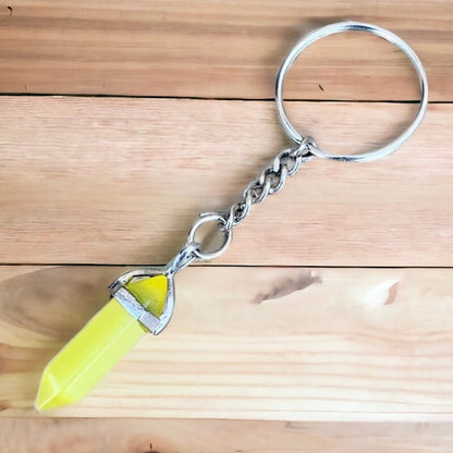 Cat's Eye keychain. Shop at Magic Crystals for Crystal Keychain, Pet Collar Charm, Bag Accessory, natural stone, crystal on the go, keychain charm, gift for her and him. Cat's Eye Natural Stone Keychain, Crystal Keychain, Cat's Eye Crystal Key Holder. pink, yellow, white, blue, and green gemstone.