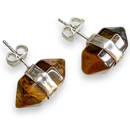Natural Double Terminated Stud Gemstone Earrings