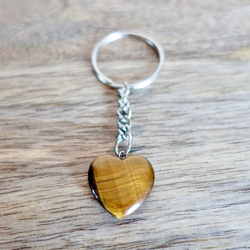 heart-Keychain. Tiger Eye Natural Stone Keychain. Tiger Eye may also bring good luck to the wearer. Tiger Eye Stone Single Point Keychain, Point Keychains at Magic crystals. Crystal Keychain, Pet Collar Charm, Bag Accessory, natural stone, crystal on the go, keychain charm, gift for her and him. 