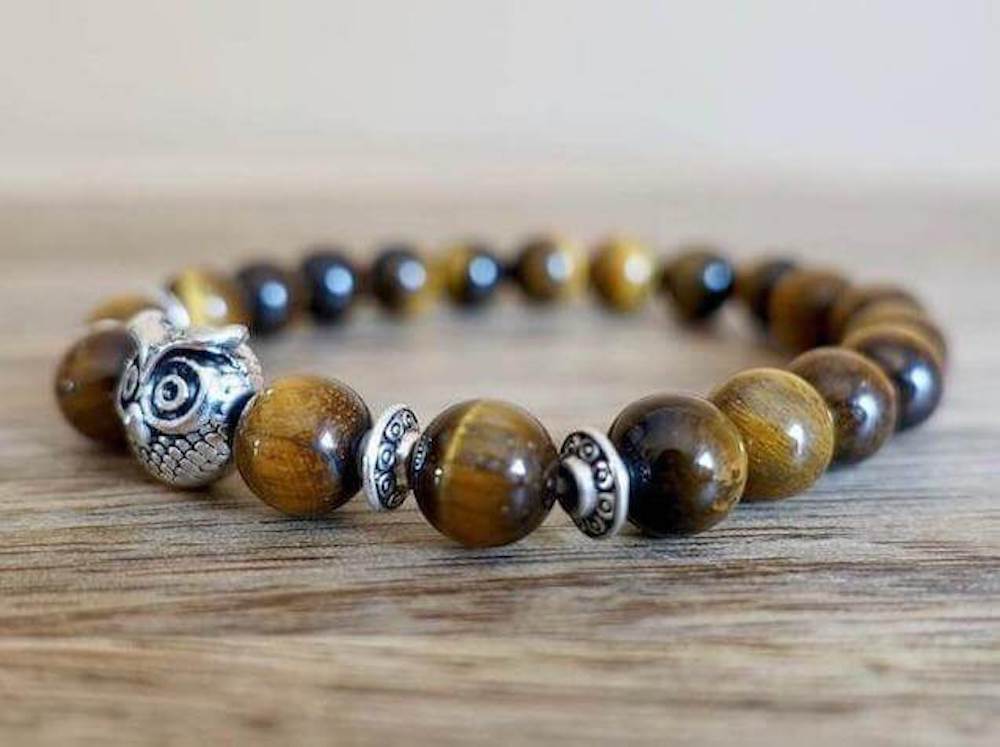 Yellow Tiger Eye Stone Handmade Owl Bracelet - Magic Crystals