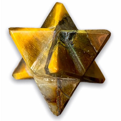    Yellow-Tiger-Eye-Stone-- Merkaba Crystal Protection Sacred Meditation Energy Generator. Gemstone Merkaba Star - Magic Crystals.