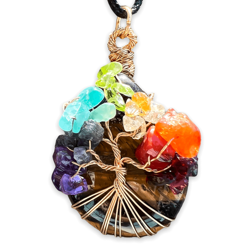Looking for a gift for mother/her, tree of life necklace, stone necklace, pendant? Shop at Magic Crystals for a 7 Chakra Tree Of Life Drop Necklace. 7 Chakra necklaces, and seven chakras jewelry pieces. Handmade Natural Amethyst Crystal. Amethyst Drop shape, teardrop, Protection Necklaces.
