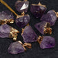 Shop for beautiful Natural Raw Amethyst Dangling Earrings, Gold Dipped with Matching Pendant. Excellent choice for women. available with FREE SHIPPING and in gold. Find a Gold Amethyst Necklace or Gold Amethyst Necklace when you shop at Magic Crystals. February birthstone.