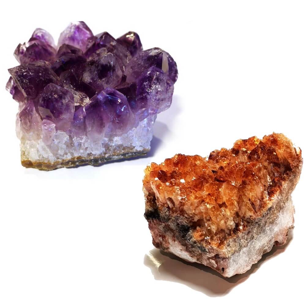 AMETHYST STONE and CITRINE CLUSTER. Natural Amethyst and Citrine Crystal Clusters. These are very high grade Amethyst Clusters and citrine raw crystals with stunning color and crystallization. Shop Amethyst Quartz and Citrine Natural Clusters Set at Magic Crystals. FREE SHIPPING AVAILABLE.
