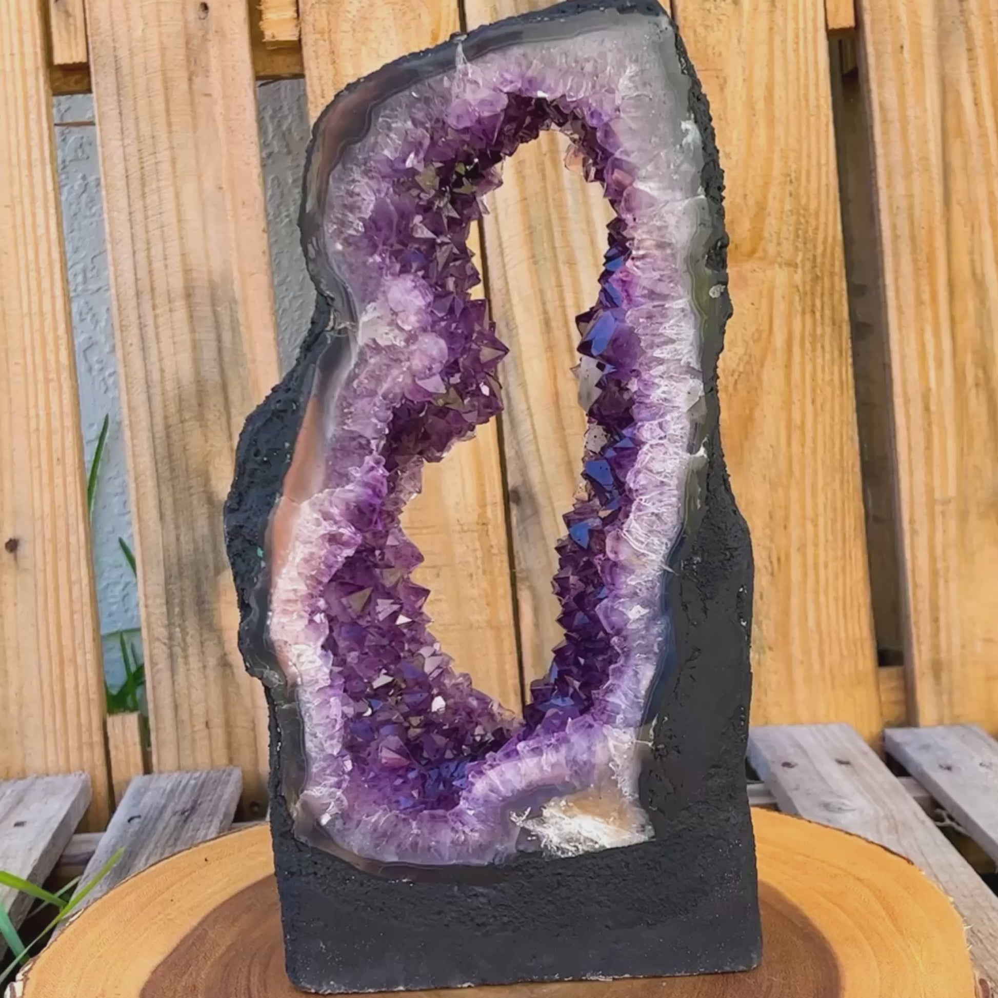 Large-Amethyst-Crystal-Cathedral. Buy Magic Crystals - Large Druzy Amethyst Cathedral, Amethyst Stone, Purple Amethyst Point, Amethyst Crystal Window double sided Amethyst Tower, Power Point at Magic Crystals. Natural Amethyst Gemstone for PROTECTION, PEACE, INSPIRATION. Magiccrystals.com offers FREE SHIPPING and the best quality gemstones.