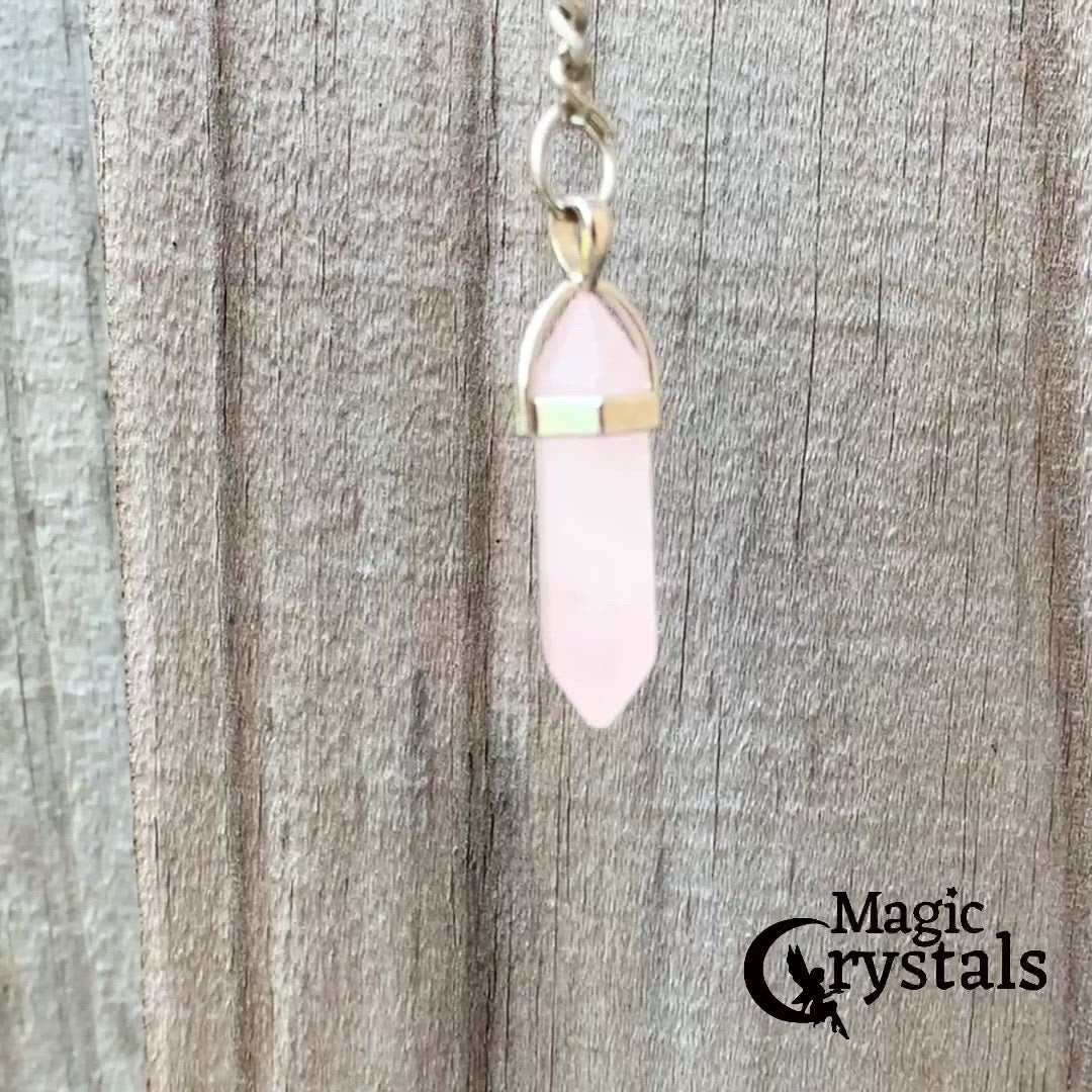 Rose Quartz KEYCHAIN. Shop at Magic Crystals for Crystal Keychain, Pet Collar Charm, Bag Accessory, natural stone, crystal on the go, keychain charm, gift for her and him. Rose Quartz is a great LOVE. FREE SHIPPING available. Rose Quartz Crystal Key Chain, Crystal Keyring, Rose Quartz Crystal Key Holder. Pink gemstone.