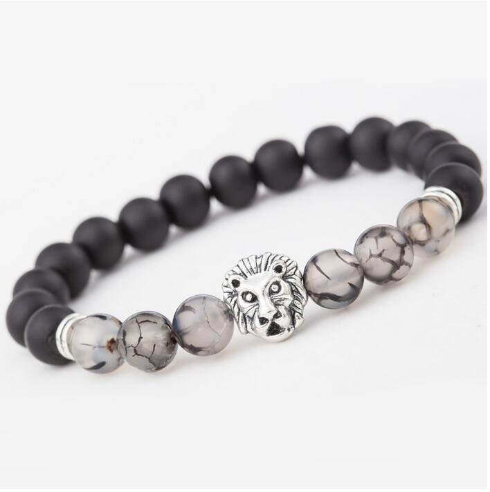 Black Onyx Stone & Tourmalinated quartz Gemstone - Lion Bracelet - Magic crystals