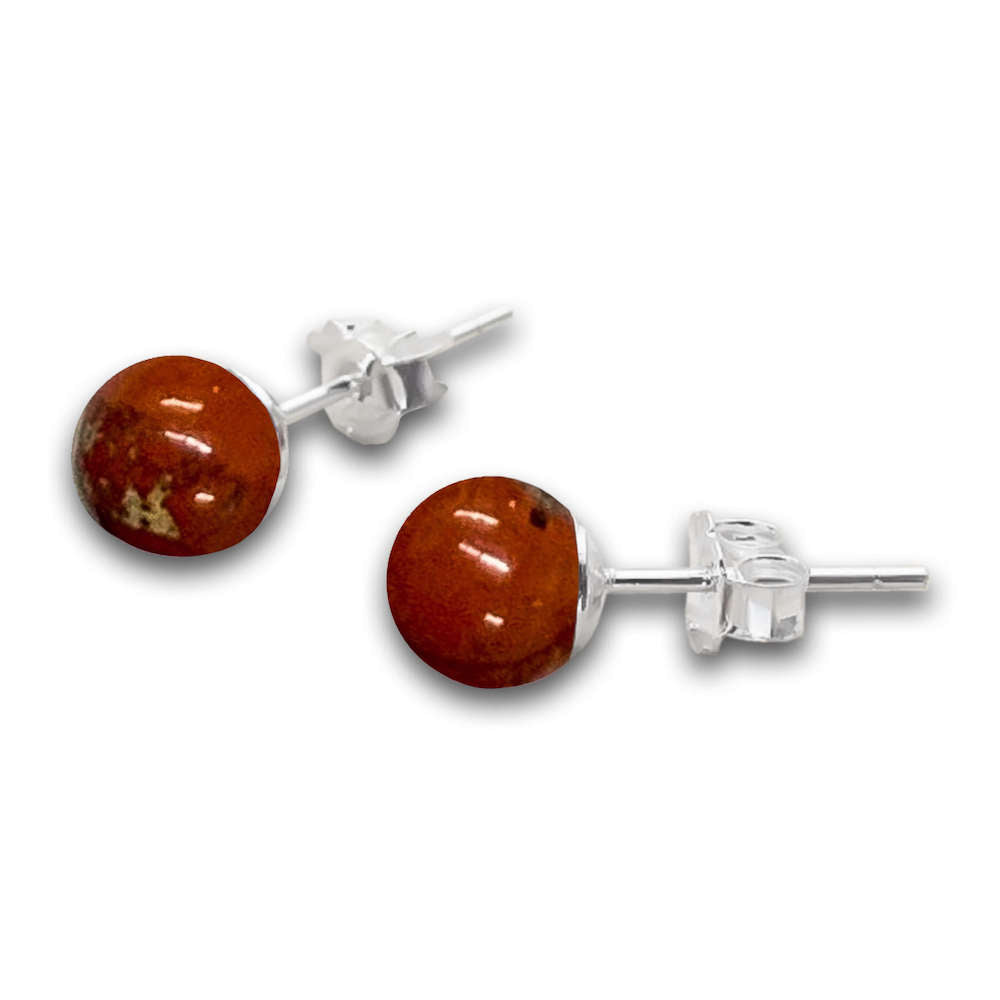 Red Jasper Earrings. Red Jewelry. Natural Red Jasper Stud Beaded Earrings at Magic Crystals, beaded earrings. Red Jasper is a stone of physical strength, vitality which can help with the stabilization of one’s energy. 8mm stud earrings, are made 100% natural red jasper, elegant and simple for any family gathering.