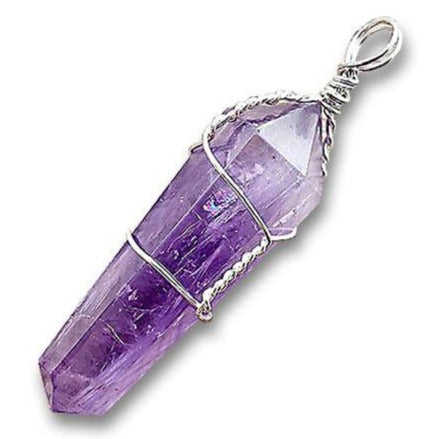 Amethyst Stone Double Point Pendant Necklace  - Stone Necklace - Magic Crystals