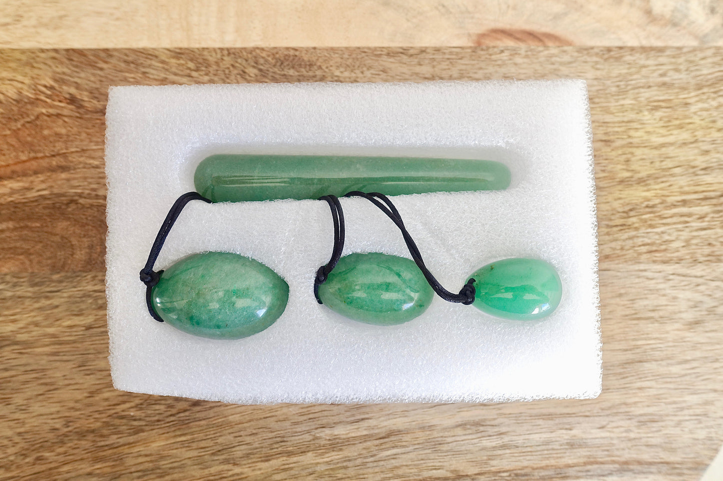 Green Aventurine Stone Yoni Eggs Set and Massage Wand-YONI EGGS-Magic Crystals