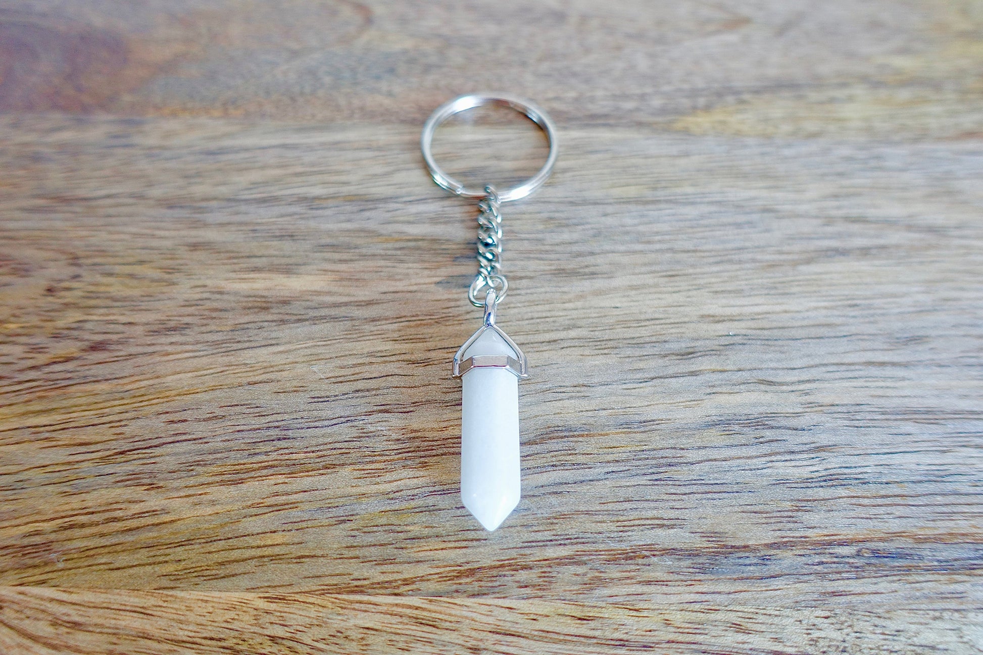 White Jade Stone Handmade Double Point Keychain-Keychains-Magic Crystals