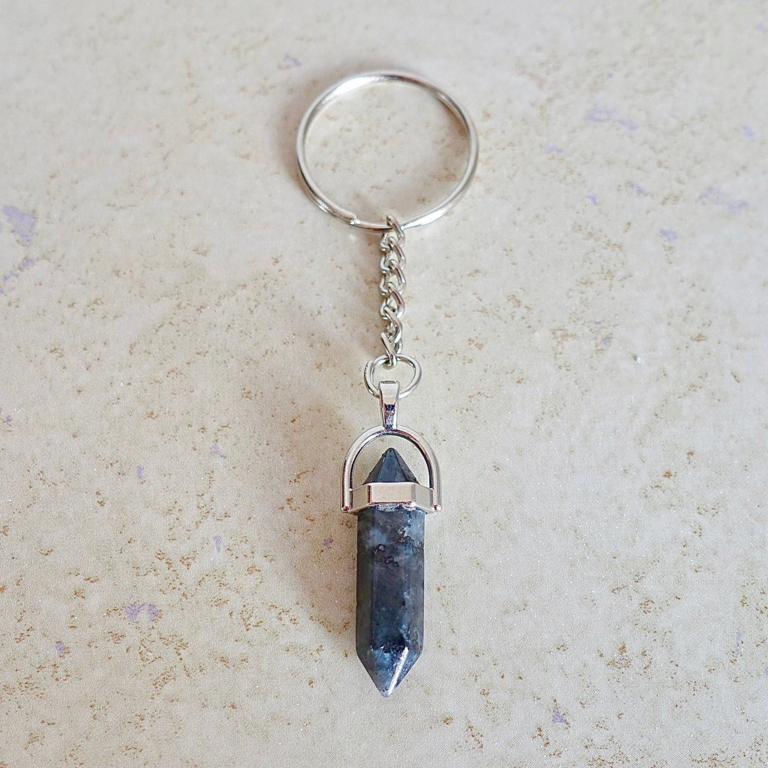 Larvikite Labradorite Double Point Keychain-Keychains-Magic Crystals