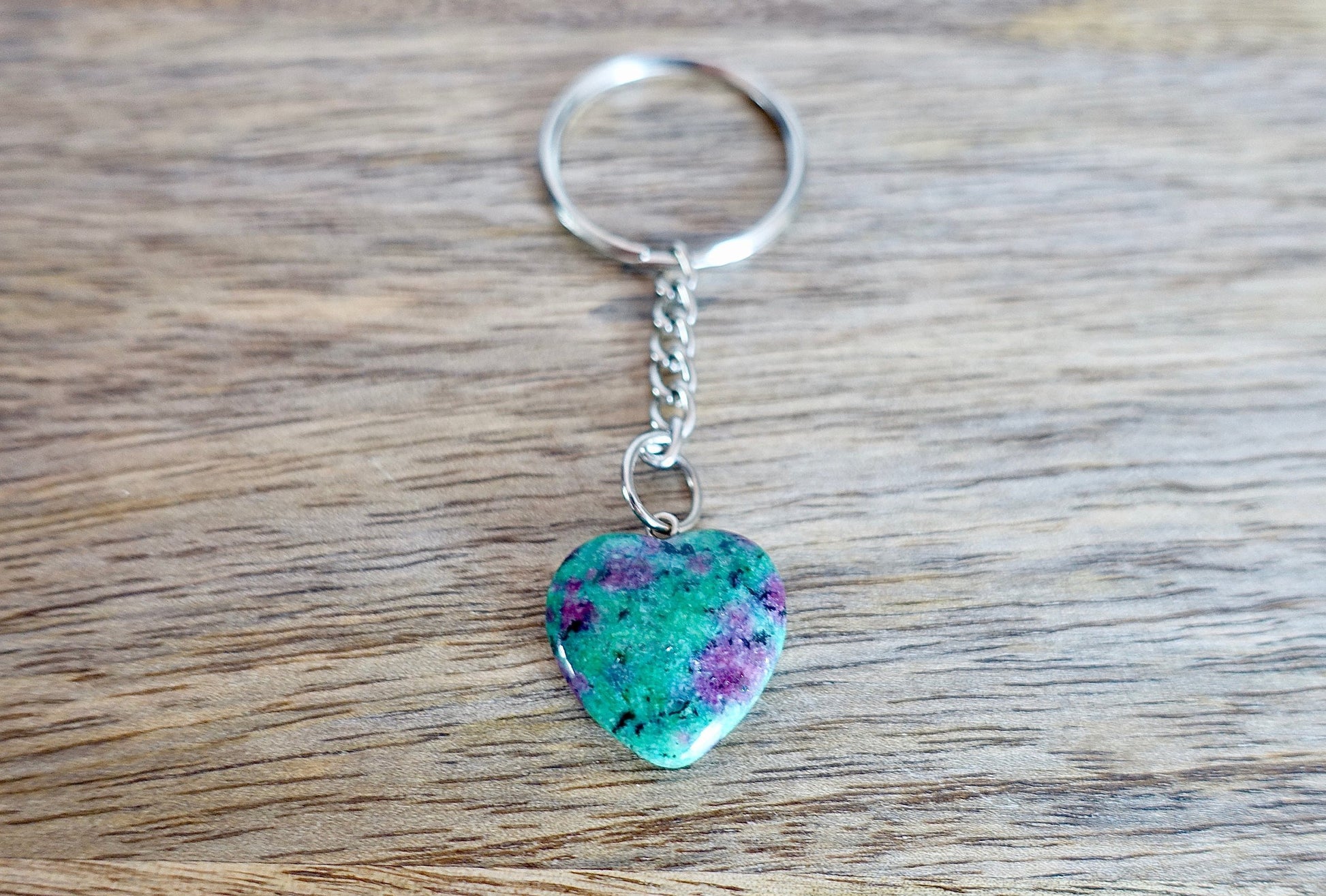 Zoisite Stone Handmade Heart Keychain-Keychains-Magic Crystals