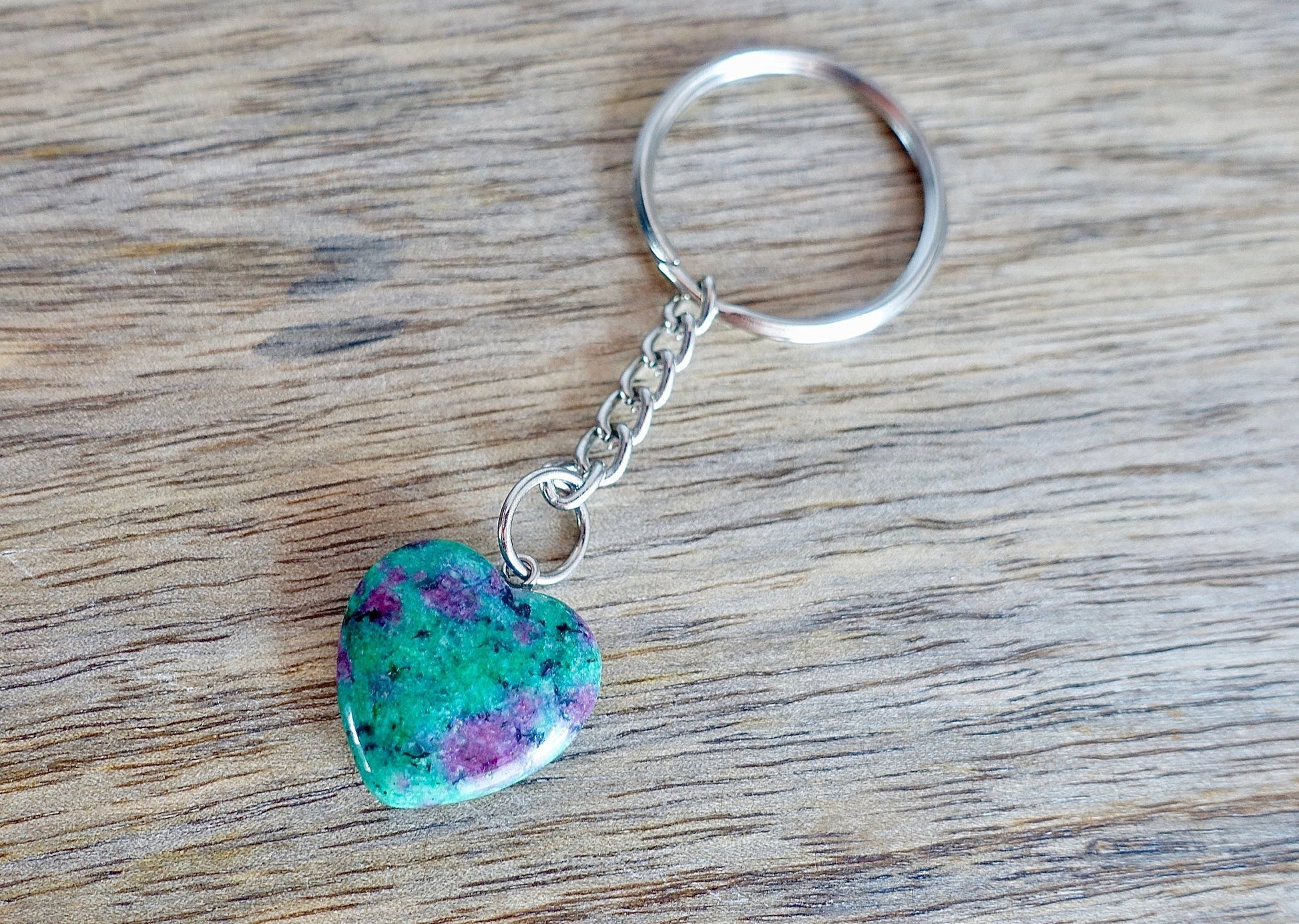 Zoisite Stone Handmade Heart Keychain-Keychains-Magic Crystals
