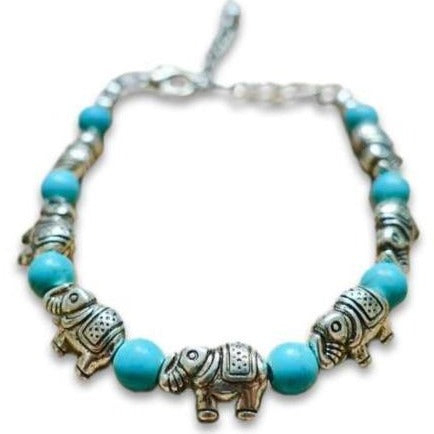 Turquoise Stone Elephant Bracelet - Turquoise Jewelry - Magic Crystals