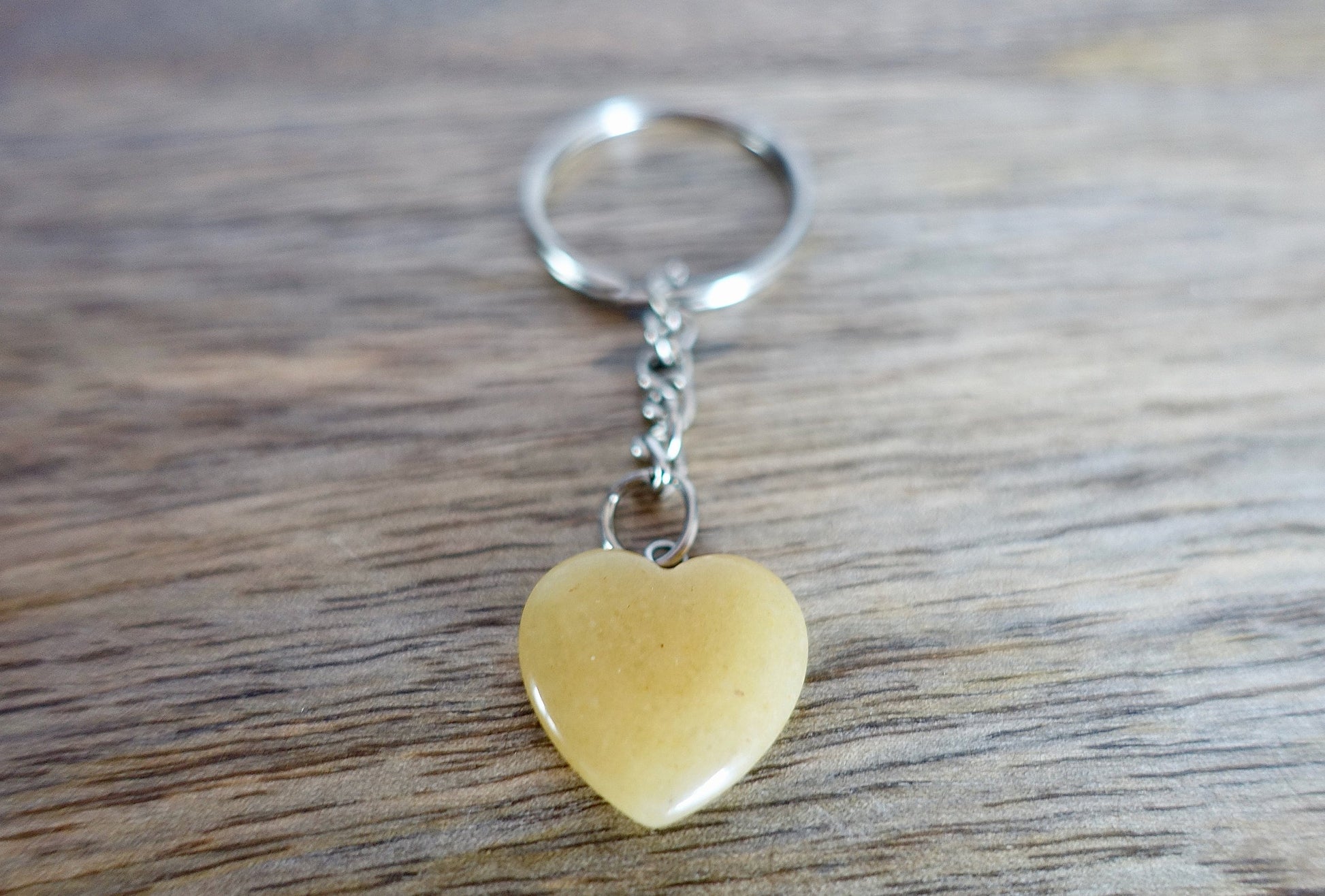 Golden Healer Quartz Stone Handmade Heart Keychain-Keychains-Magic Crystals