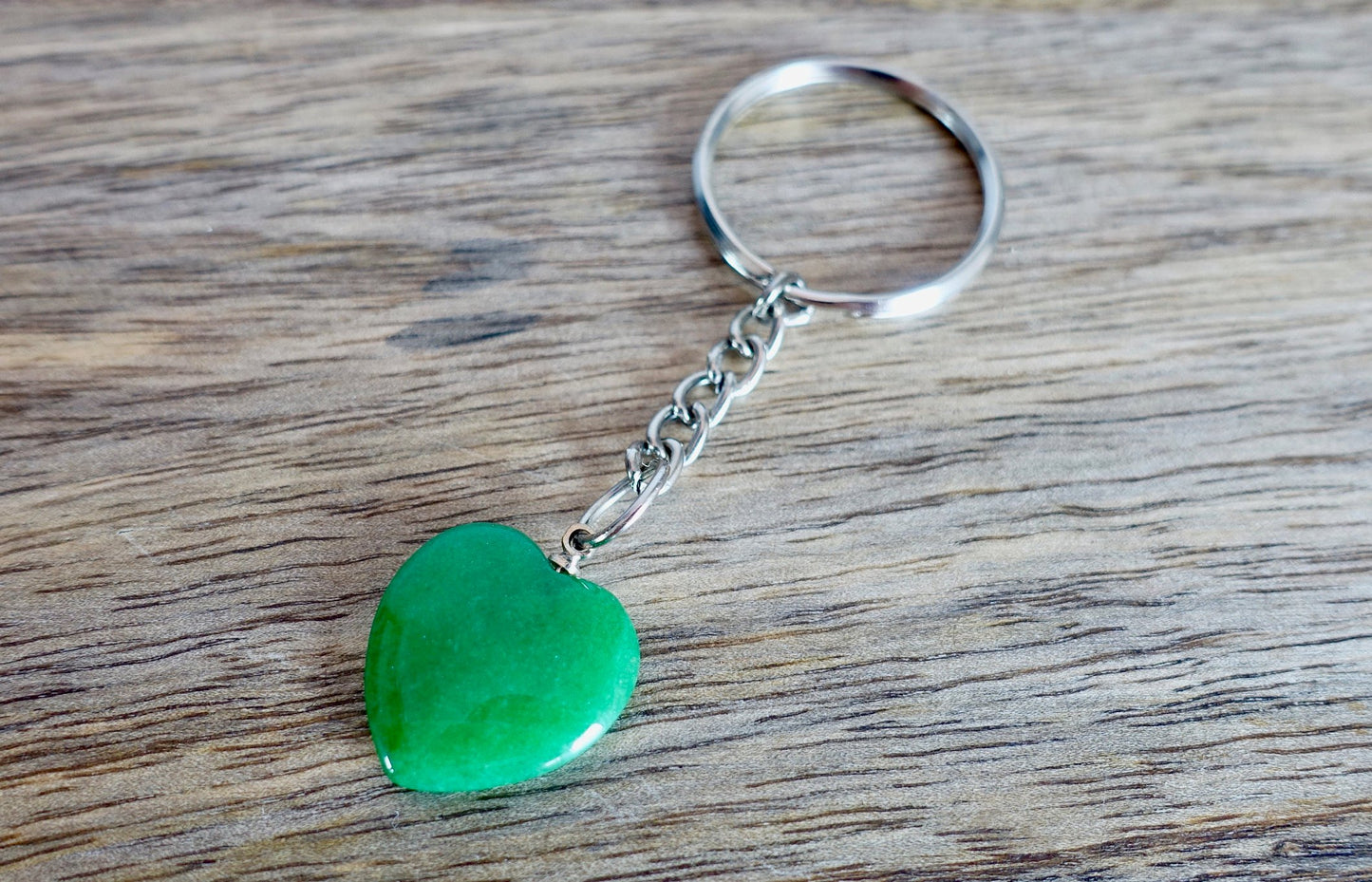 Green Jasper Stone Handmade Heart Keychain-Keychains-Magic Crystals